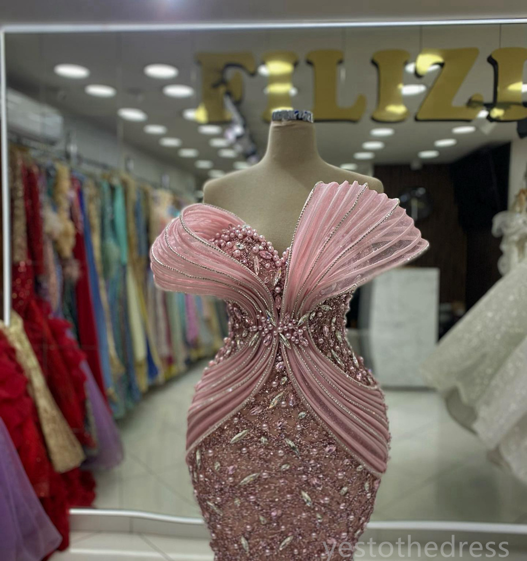 2024 Plus Size Dustyrose Prom Dresses for Black Women Promdress Illusion Beaded Lace Pearls Rhinestones Decorated Birthday Party Dress Second Receptio