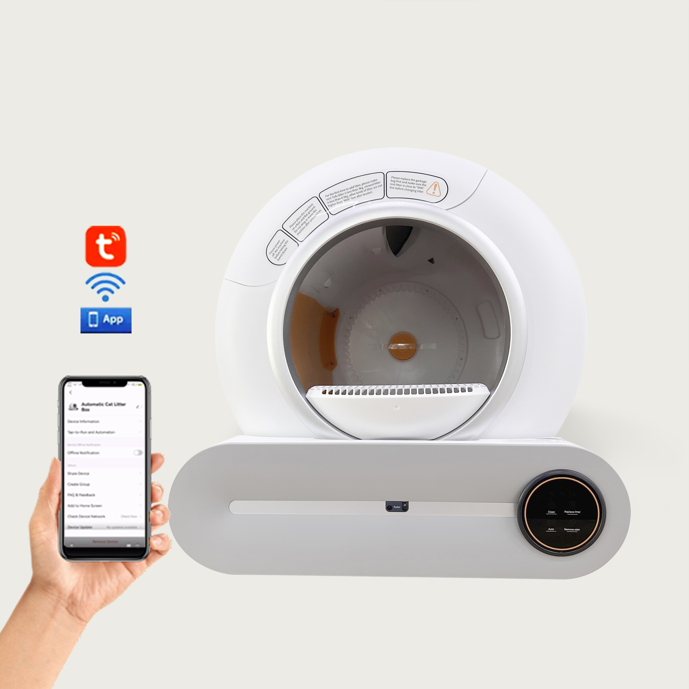 Oval App Control Semi Toilet Self Cleaning & Accessories Pet Tree Auto Flushing Electric Automatic Cat Litter Box