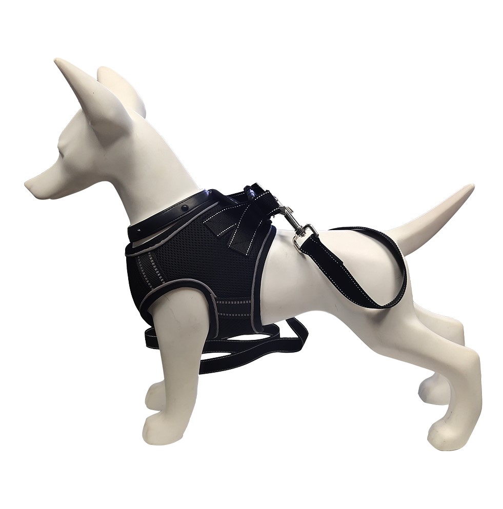 Leather safety custom step adjustable set dog collar training pet no pull harness
