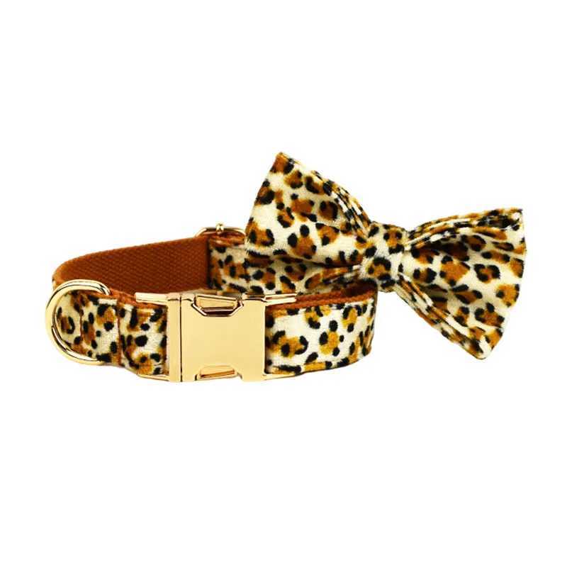 Leopard personalized name collar customized small dog harness for small and medium-sized dogs vest harness Leopard dog poop bag bow X250326