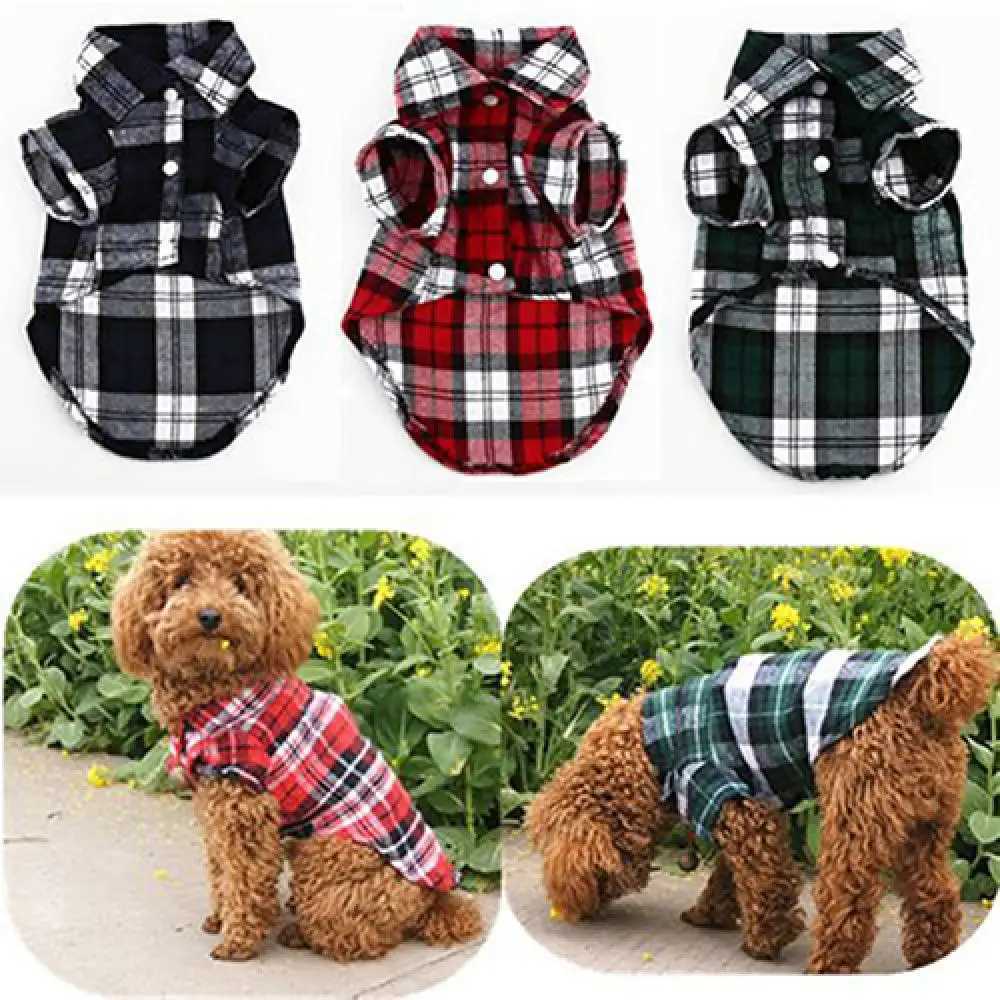 Small Dog Jacket dog clothes Pet Plaid Shirt Lapel Coat Cat Jacket Clothes Costume Tops dog accessories 2021XJ241125