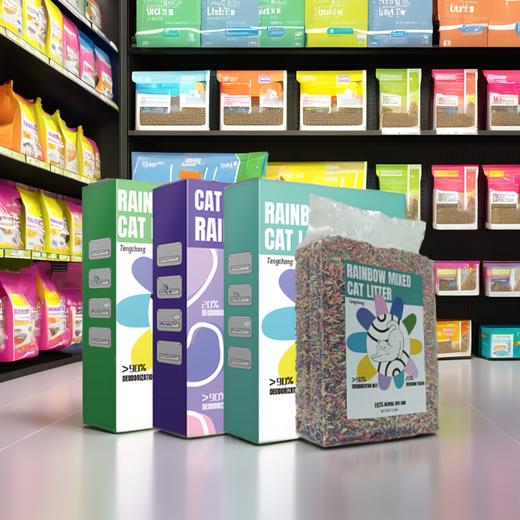 Chinese Hot sale Export OEM ODM Rainbow mixed flavor tofu cat litter customized packages cat litter