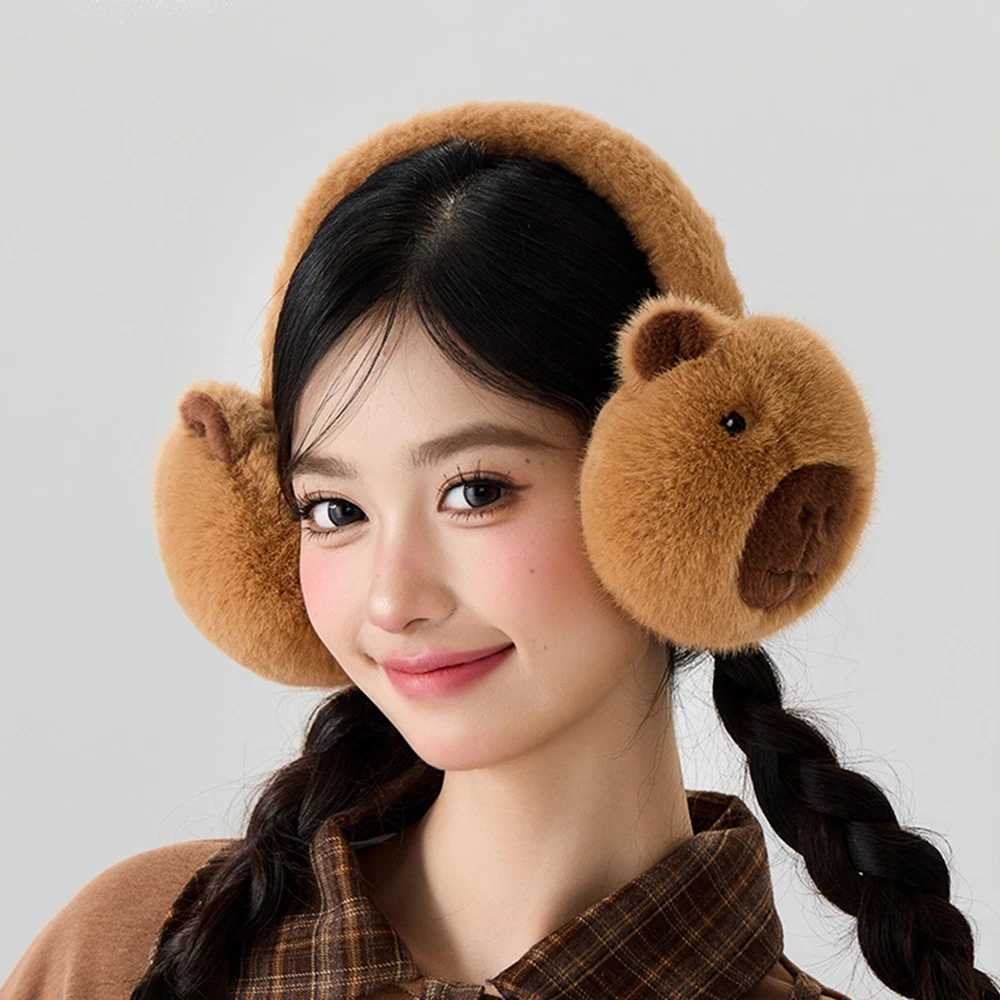 Cute Cybara Plush Earmuff for Women Ear Warmer Windproof Ear Protection Winter Earmuffs Warm Ear Cover Adults Folding EarflXJ241126