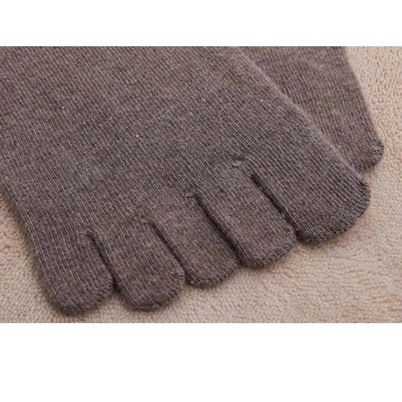 5 pairs/batch of winter mens five finger socks short Harajuku wool solid commercial antibacterial breathable warm socks with toe 241126