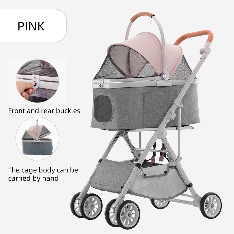2024 new 2in1 pet trolley carrier with Detachable wheels Lightweight Folding pet stroller Outdoor Travel pet carrier bag