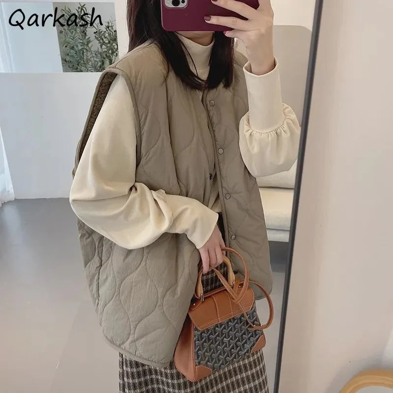 Lambswool vest spring and autumn double-sided solid loose fit fully matched sleeveless casual style simple Korean style 241126