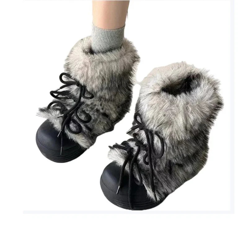 Fur Women Snow Ankle Boots Flats Platform Warm Shoes Woman er Winter Trend Plush Casual Cozy Sneakers Botas Mujer 241126