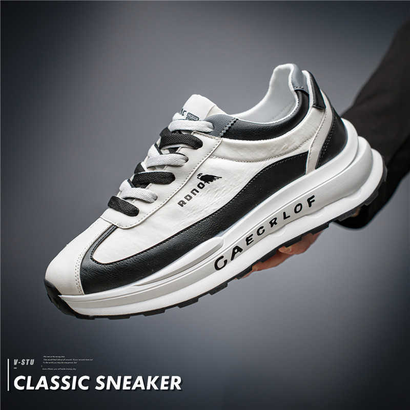 High Quality Forrest Gump Mens Shoes Spring New Leather Sports Running Trendy Mens Shoes Thick soled Tall Letter Lace Casual Shoes T241126