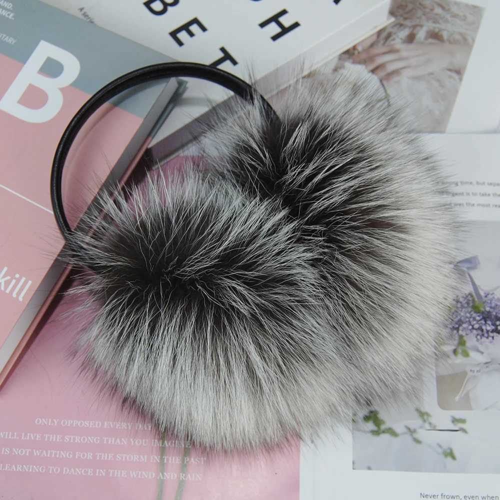 New luxury womens fox fur earmuffs for winter women warm and genuine fox fur earmuffs for girls oversized womens fur earmuffs W241126