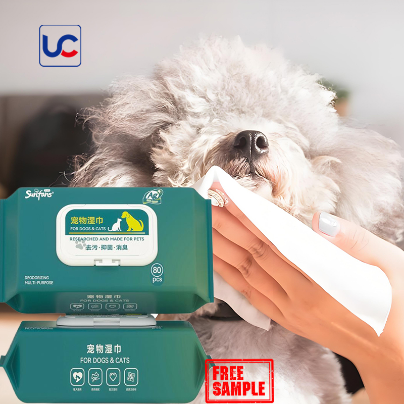 Factory Customization Towel Deep Cleaning Grooming Dogs Cats Non-woven Pet Wipes Private Label 450 ISO9001