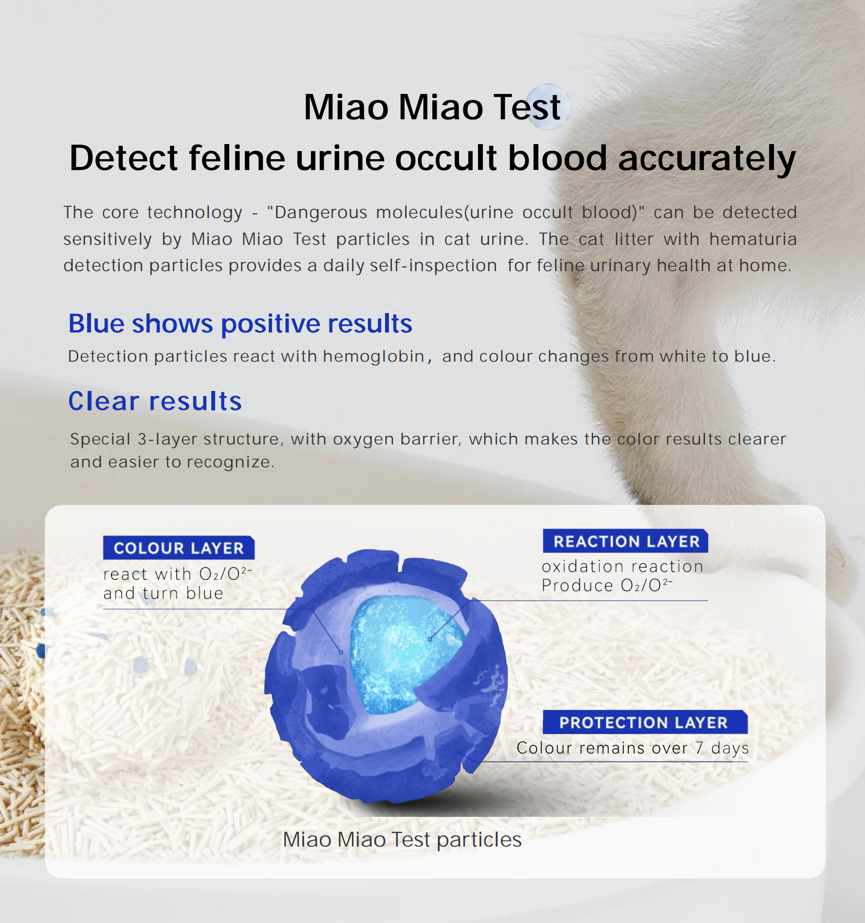 Miao Miao Test urine occult blood test particles for hematuria detection Use with cat litter Pet products