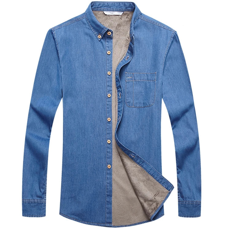 Fashion winter jeans mens warm wool lining velvet denim shirt denim jacket windproof thick clothes 241126