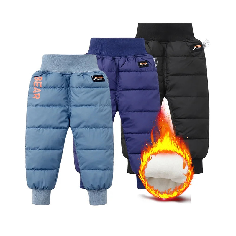 Winter childrens pants girls cotton padded thick warm Trouser waterproof ski pants 1-5 years elastic high waisted baby pants 241126