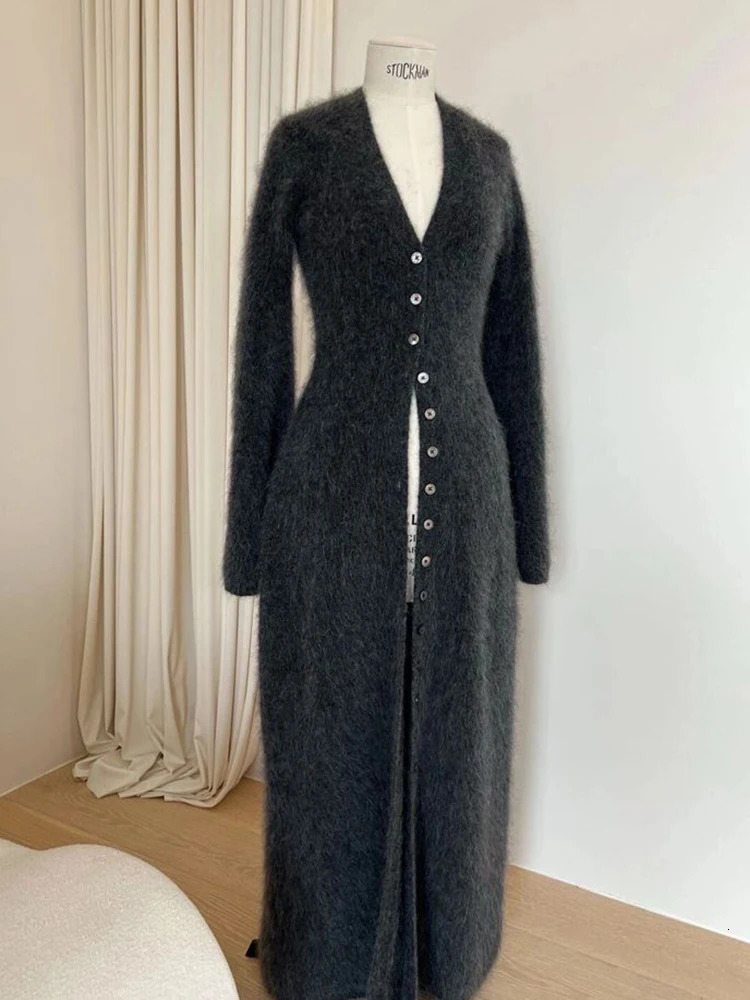 Casual Loose Long Cardigan Coats Korean Vintage Vneck Knit Jackets Women Fashion Fall Winter Tops Sleeve Knitwear Jacket 241112