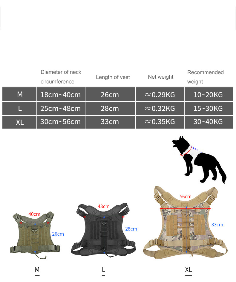 Dog Chest Camouflage Tactical Strap Nylon Traction Rope Vest Type Pet Harness Set