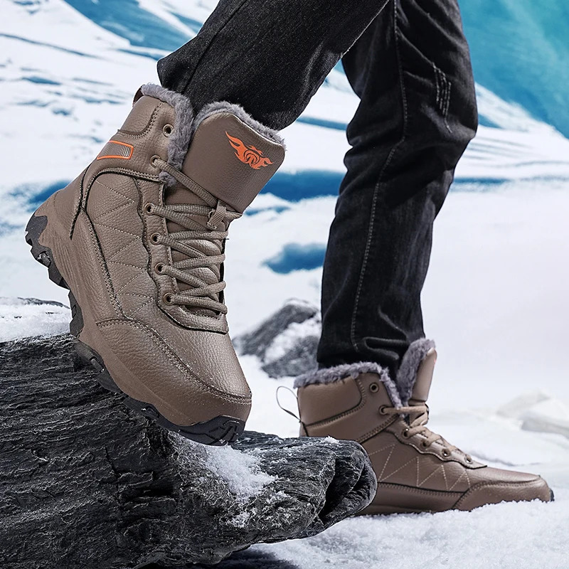 Winter snow boots for men quick transport outdoor hiking boots waterproof Pu leather sports shoes mens climbing casual shoes large size 39-48 241126