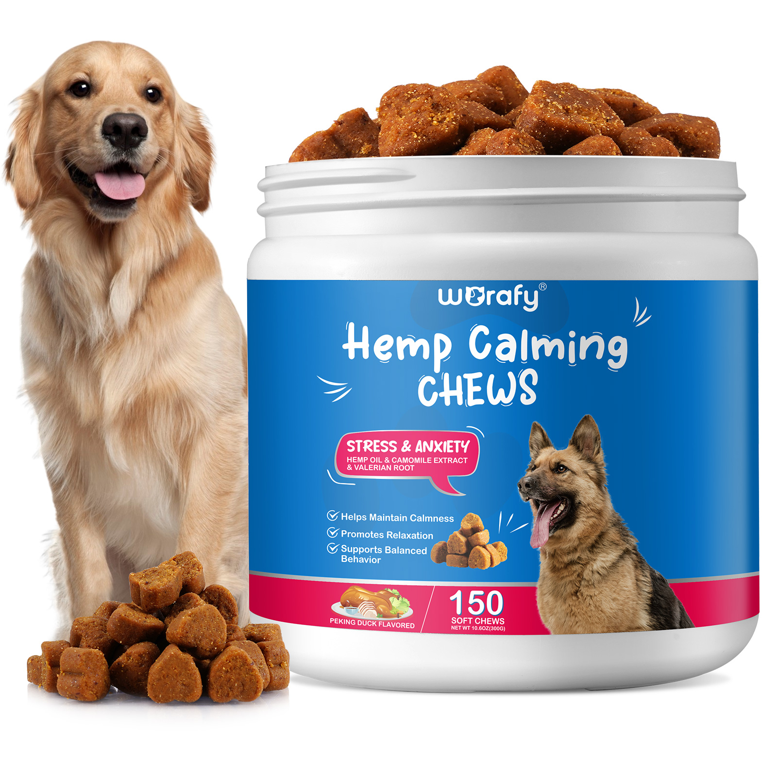 WORAFY pet chews treats pet calming supplement,custom organic dog calming treats pet snacks,hemp calming treats for dogs