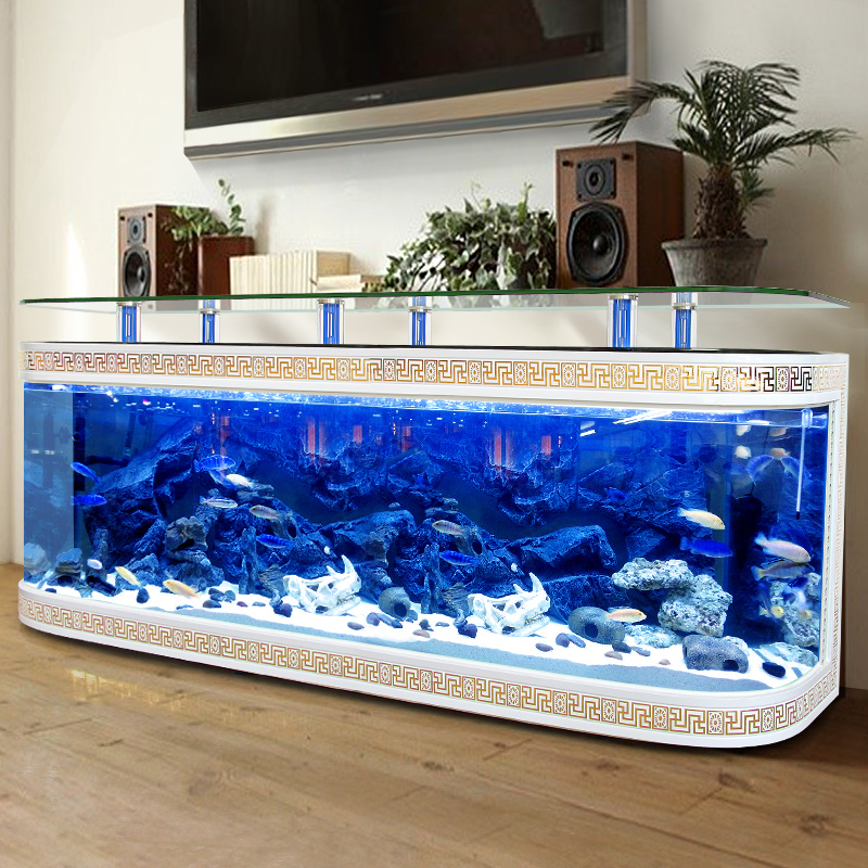 Large Custom Glass Clear Luxury Aquarium Tank Fish For Home big Fish tank of TV cabinet Goldfish tank landscaping customization