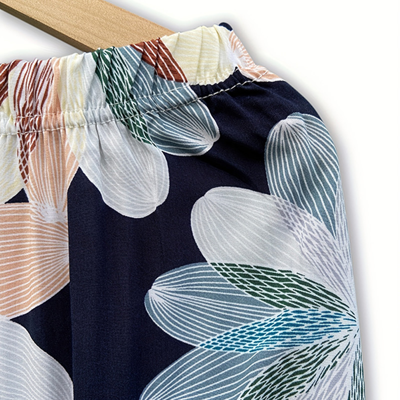 Ladies spring and summer thin casual bunches tropical style colorful flowers can be worn outside home air conditioning pants beach sunscreen pants