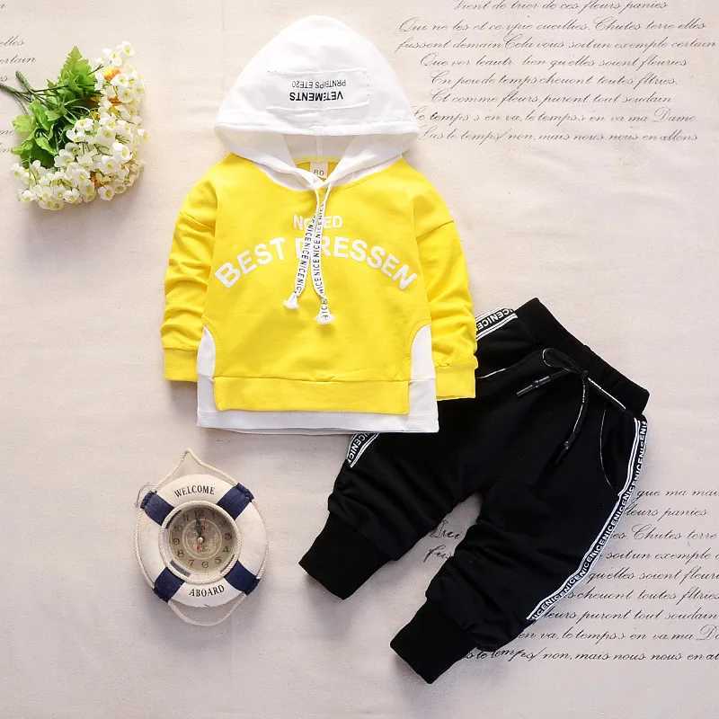 Clothing Sets New Spring Autumn Cotton Boys Clothes Outfit Kids Baby Sports Hooded Tops Pants 2pcs Sets Fashion Children Casual Tracksuits H241126