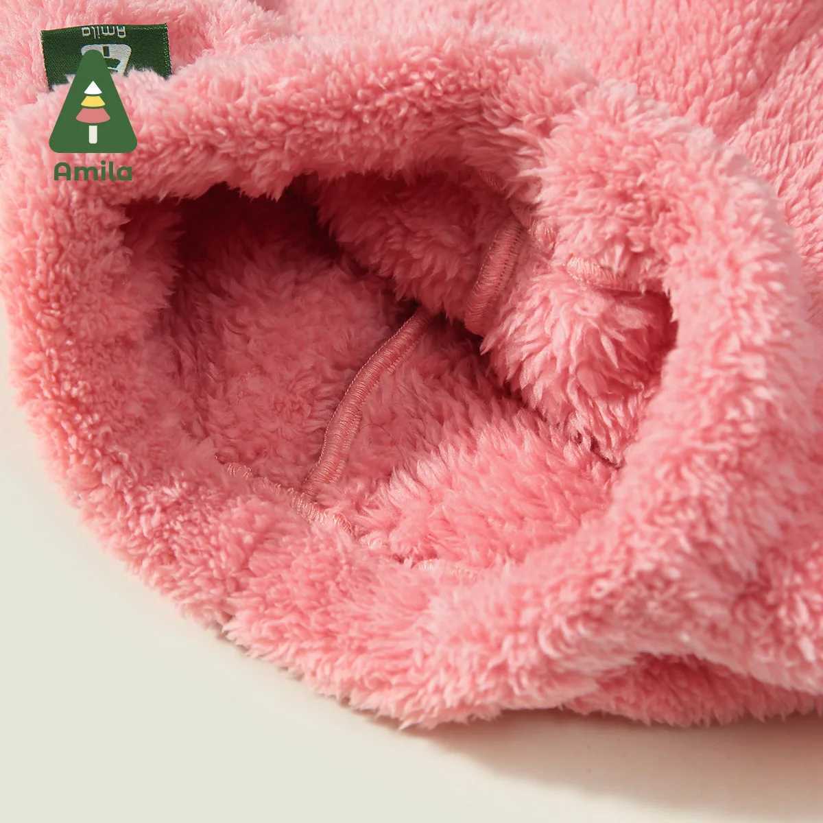 Clothing Sets Amila Baby Girl Loungewear Set 2024 Winter New Multicolour Hooded Soft Cute Warm Kids Sleepwear Sets Baby Clothing H241126