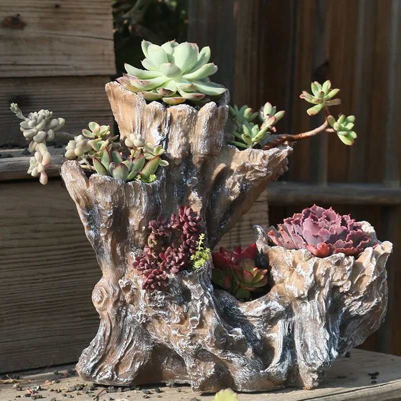 American Root Cutting Shape Juicy Resin Flower Pot Outdoor Balcony Furniture Crafts Garden Villa Vase Decoration 241125