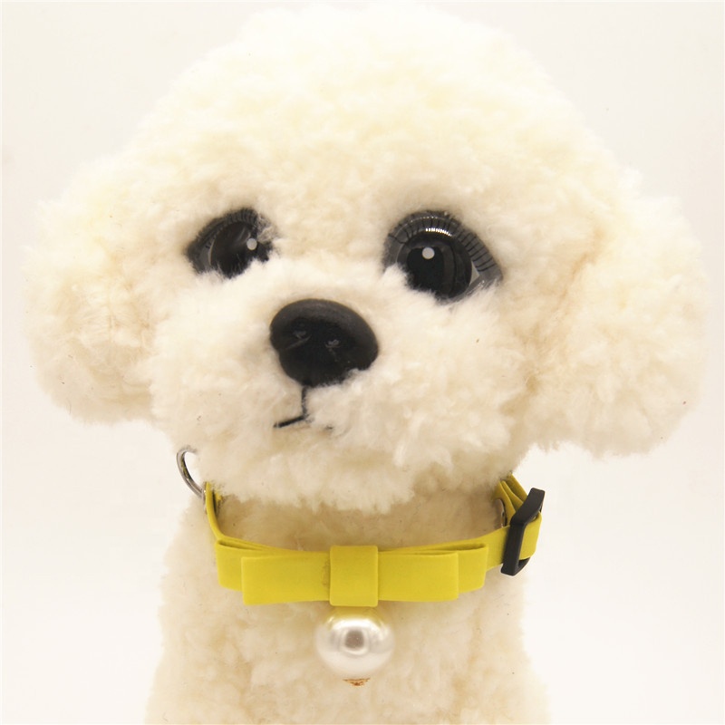 Seven-color pearl bow PU collars for cats and dogs Pet collars Factory wholesale Pet supplies