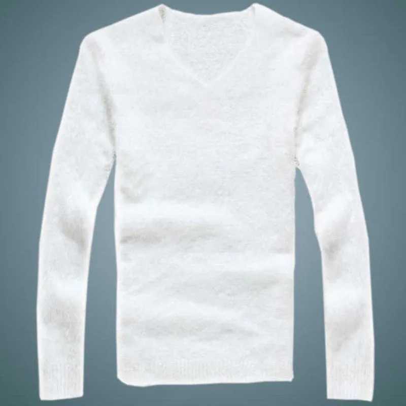 New mens sweater autumn winter soft warm pull V-neck elastic knitted sweater fur top mens clothing MY746 X241126