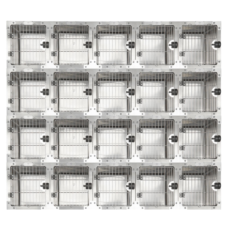 pet boarding cage wholesale Veterinary pet hospital Hot sale stackable pet boarding cage VET Combinable Stainless Steel Square A