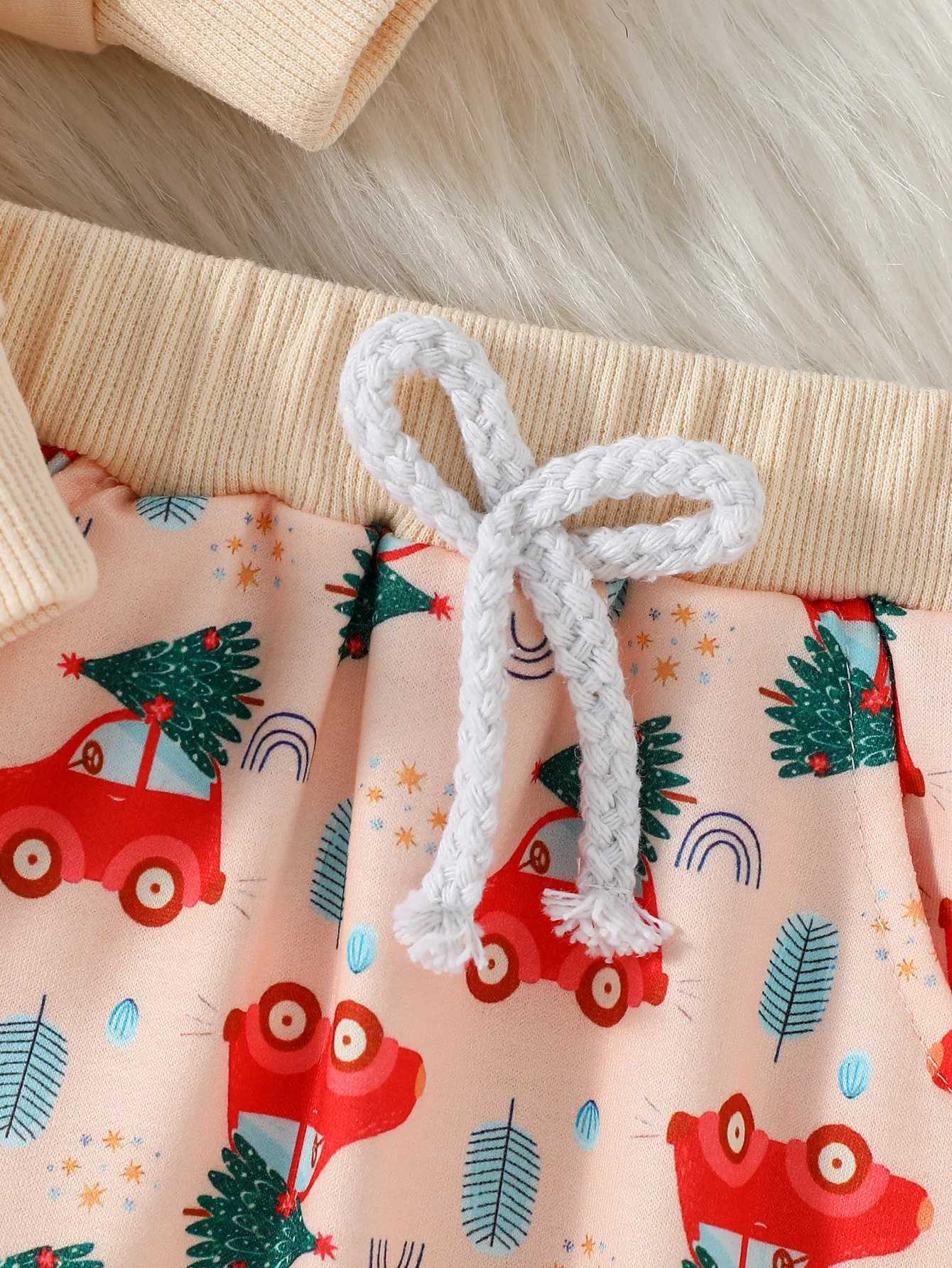 Clothing Sets 2024 Baby boy Long Sleeve Leisure and simplicity christmas element printing autumn Pantsuit H241126