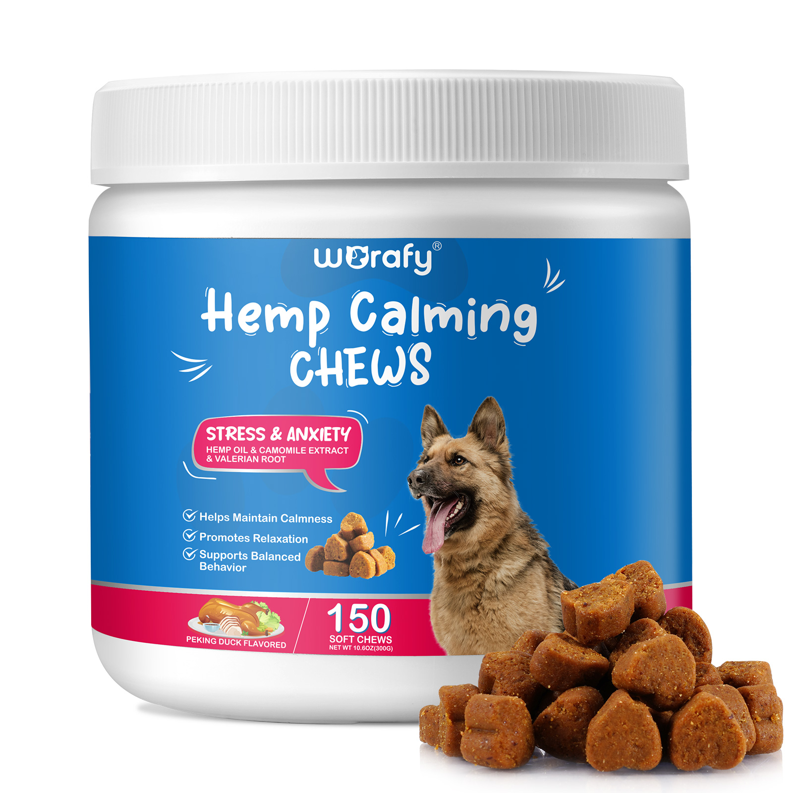 WORAFY pet chews treats pet calming supplement,custom organic dog calming treats pet snacks,hemp calming treats for dogs