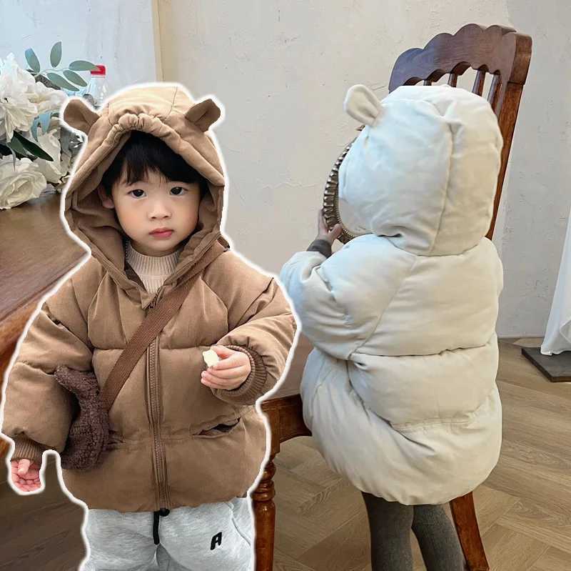 Down Coat Childrens Cotton Clothes 2024 Winter New Jackets Boys Bread Korean Style Girls Hooded H241123BDNH
