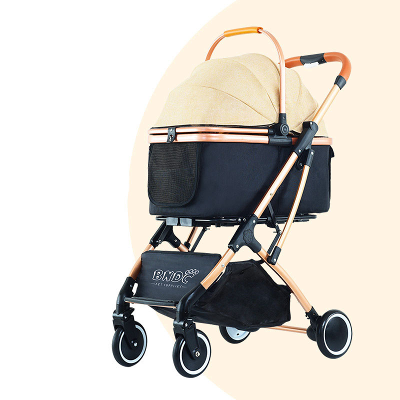 Creative New Design Wholesale Outdoor Travel Dog Cat Separation Folding Metal Small And Medium Sized Dog Pet Cart