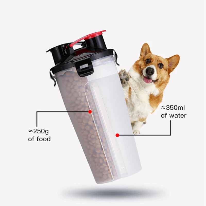 free shipping Pet Travel Water Bottle 2 in 1 Foldable Feed Bowl Drink Cup Food Container Silicone Outdoor DoubleUsed Portable Cat Dog Feeder 241125