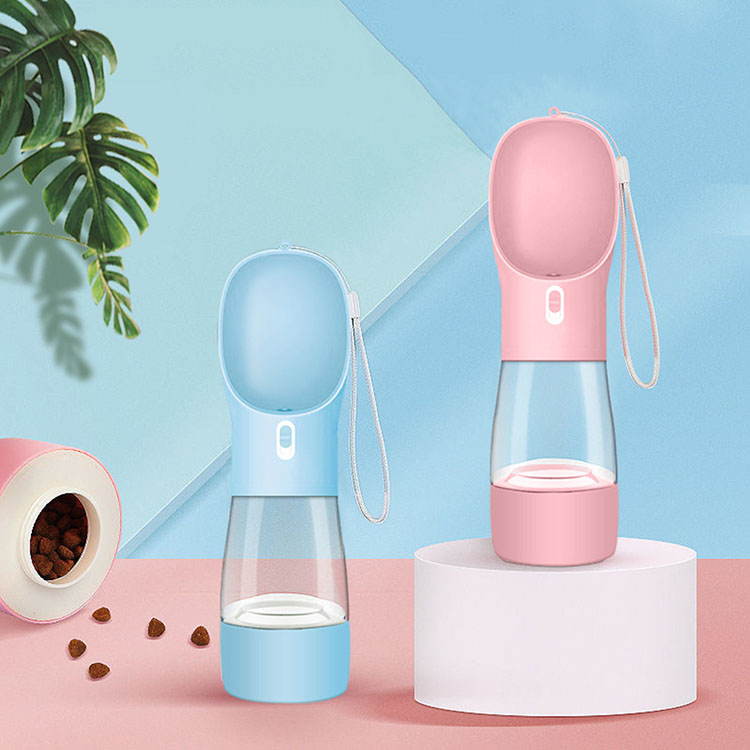 OEM Pet Mascota Portable Plastic 3in1 Multi-fonction Water Bottle Food Feeder Poop Bag Travel bolsa caca perro Dog Water Bottle