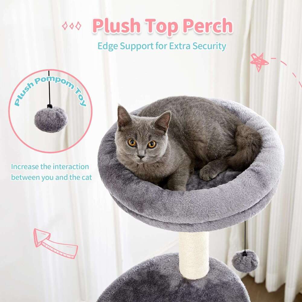 Made4Pets Cat Tree for Indoor Cats, 60.2-inch Large Cat Tower, with Soft Hammock, 5-Level Tall Cat Condo, Sisal Scratch Posts, Fluffy Ball, 3-7days de