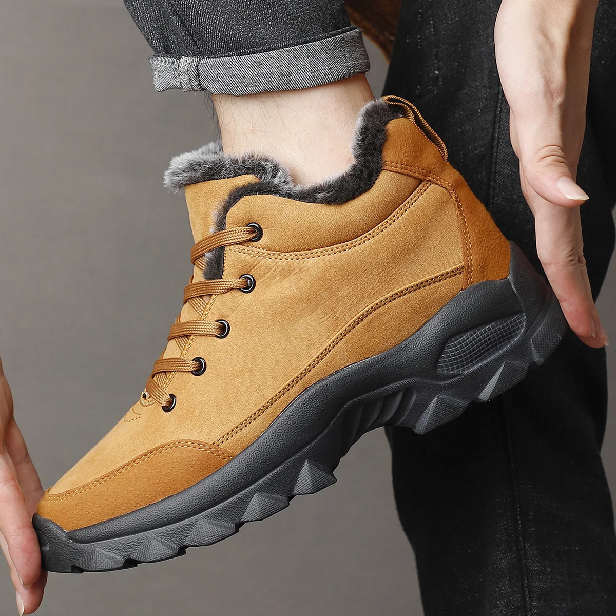 Men Snow Boots Outdoor Shoes For Male Thick Sole Sneakers for Men Winter Shoes Botines Tenis Keep Warm Fluff Mens Ankle Boots 241114