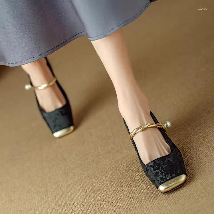 Casual Shoes Women's Sandals Gold Color Shing Mary Jane Ballet Spring Summer Autumn Elegant Imitation Pearl Flats Outdoor