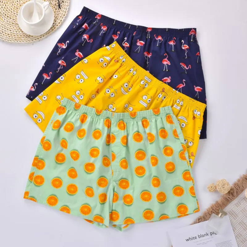 Mens underwear 100% pure cotton boxing shorts casual sleep underwear high-quality printed loose underwear comfortable home wear 241126