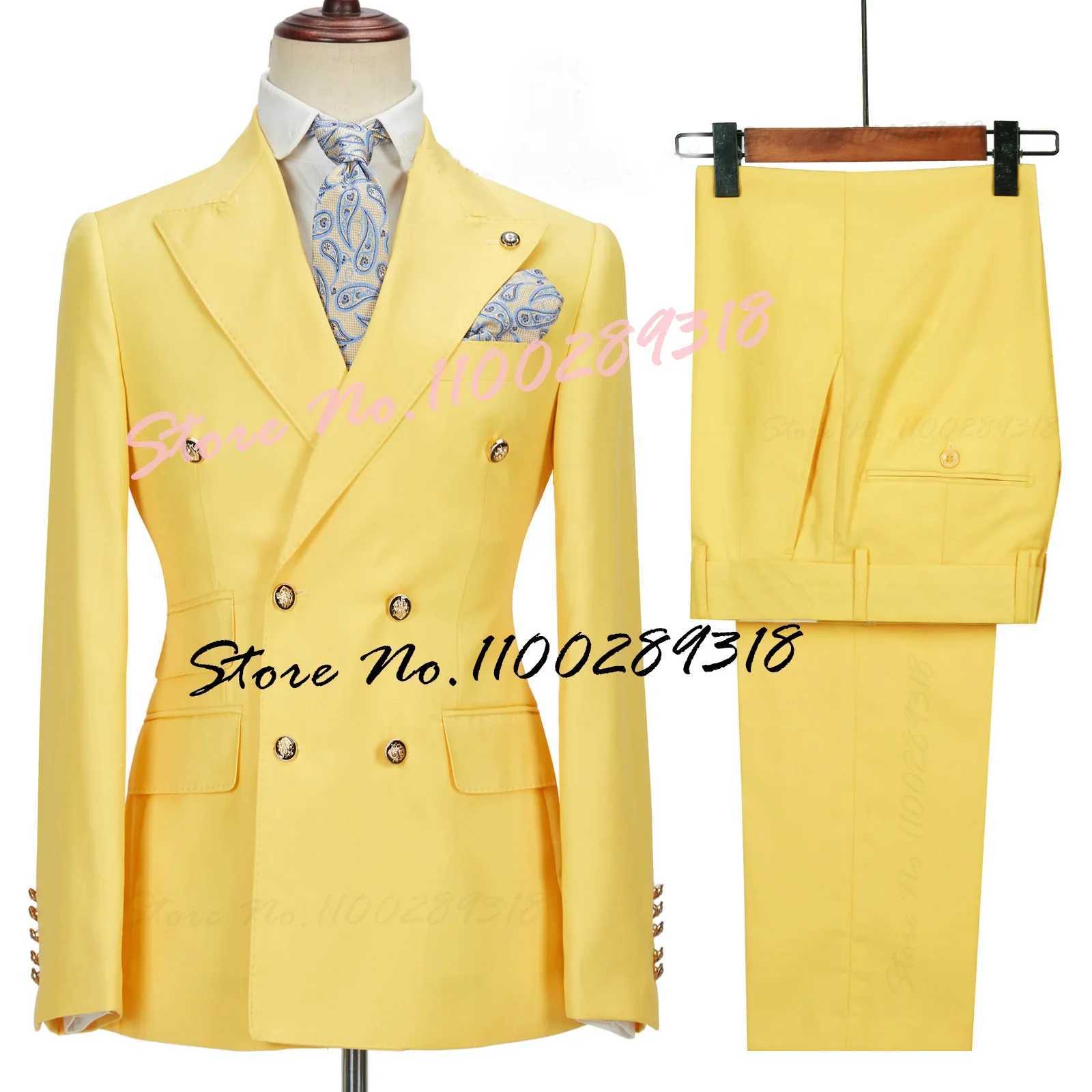 2024 Costume Homme White Double Breasted Business Suits For Men Groom Tuxedos Wedding Terno Masculino Slim Fit 2PCS(Blazer+Pant) X250704