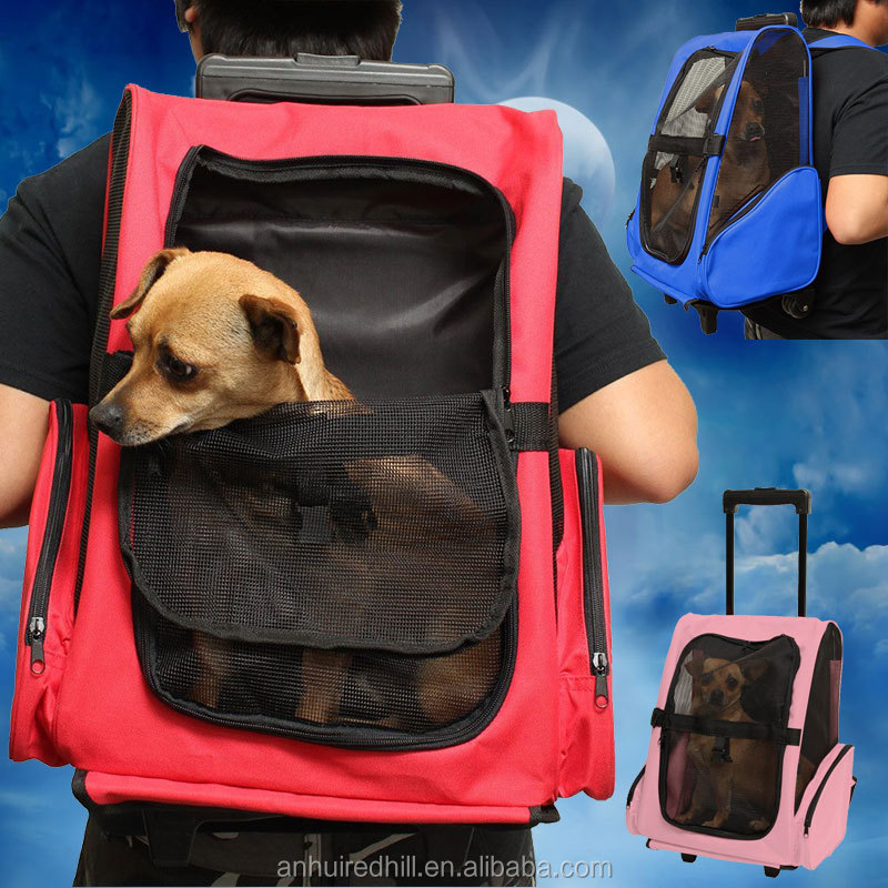 Rolling Backpack Travel Pet Carrier for Cats and Dogs