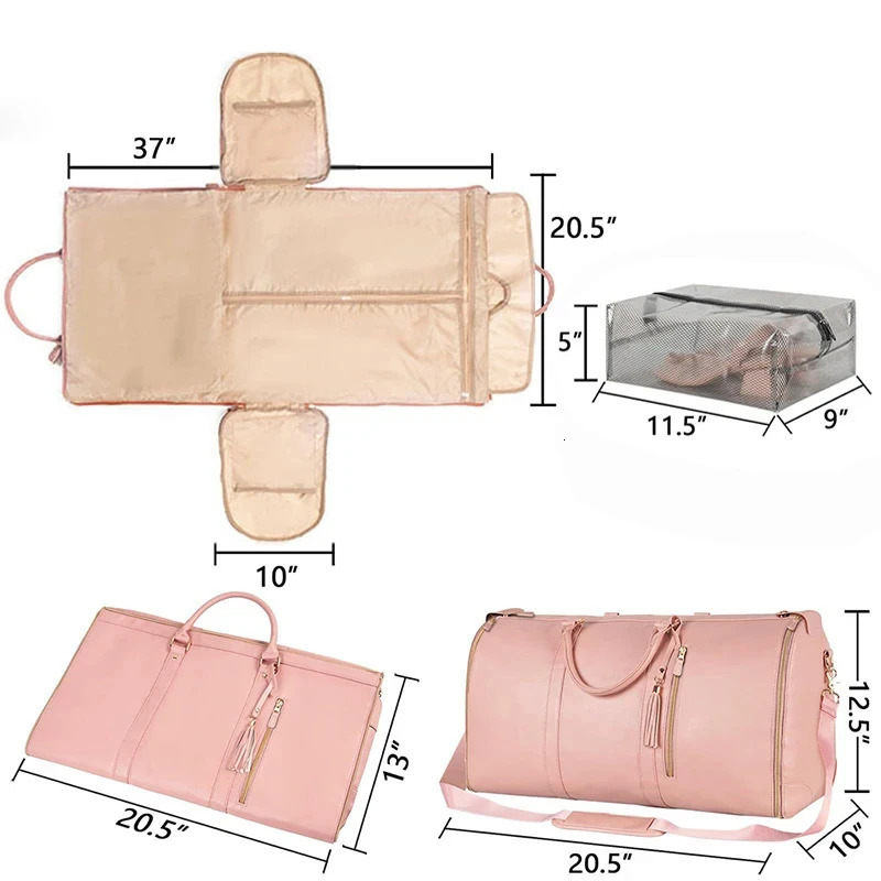 Buylor 2pcs Bags Foldable Suit Bag Large Capacity Travel Duffle Bag Waterproof Women Handbag Outdoor Fitness Bag With Shoe pouch 241114