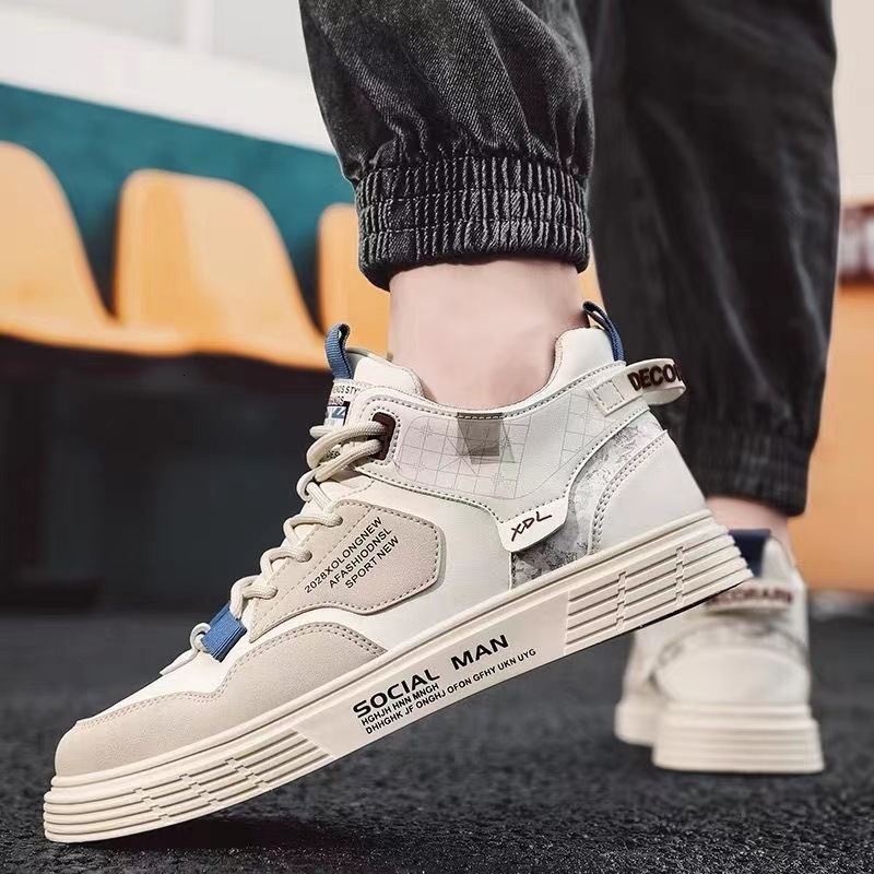 Men's shoes 2024 new autumn and winter men's board shoes high top sports and leisure shoes niche design trend versatile trendy shoes