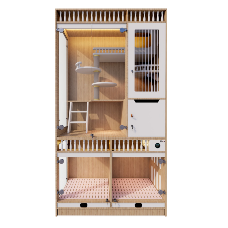 Cat House Customized Large Space Cage For Palace Solid Wood Pet Shop Transparent Cat Exhibition Cabinet Adoption Villa Glass