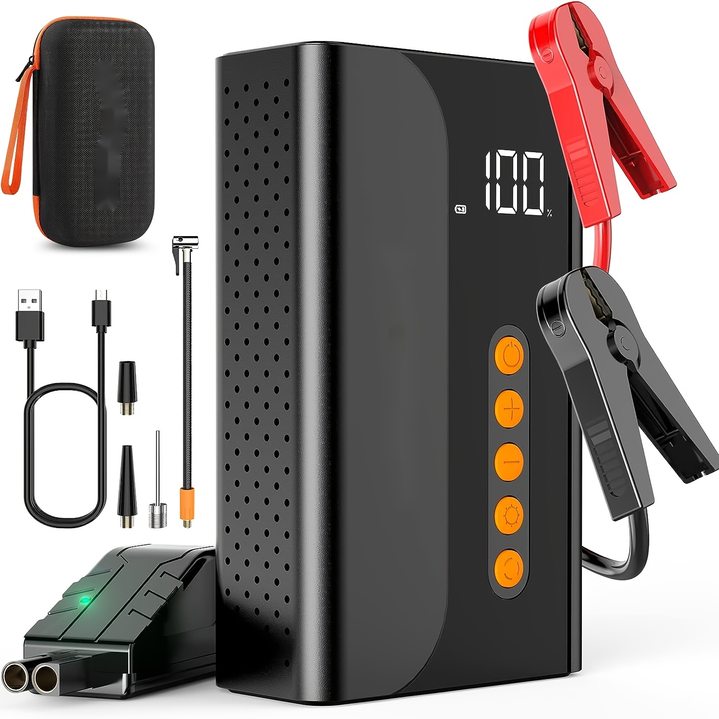 Jump Starter With Air Compressor 10400mAh Portable Car Battery Charger 150PSI Tire Inflator LCD Display Power Bank LED Light 12V Car Battery Booste