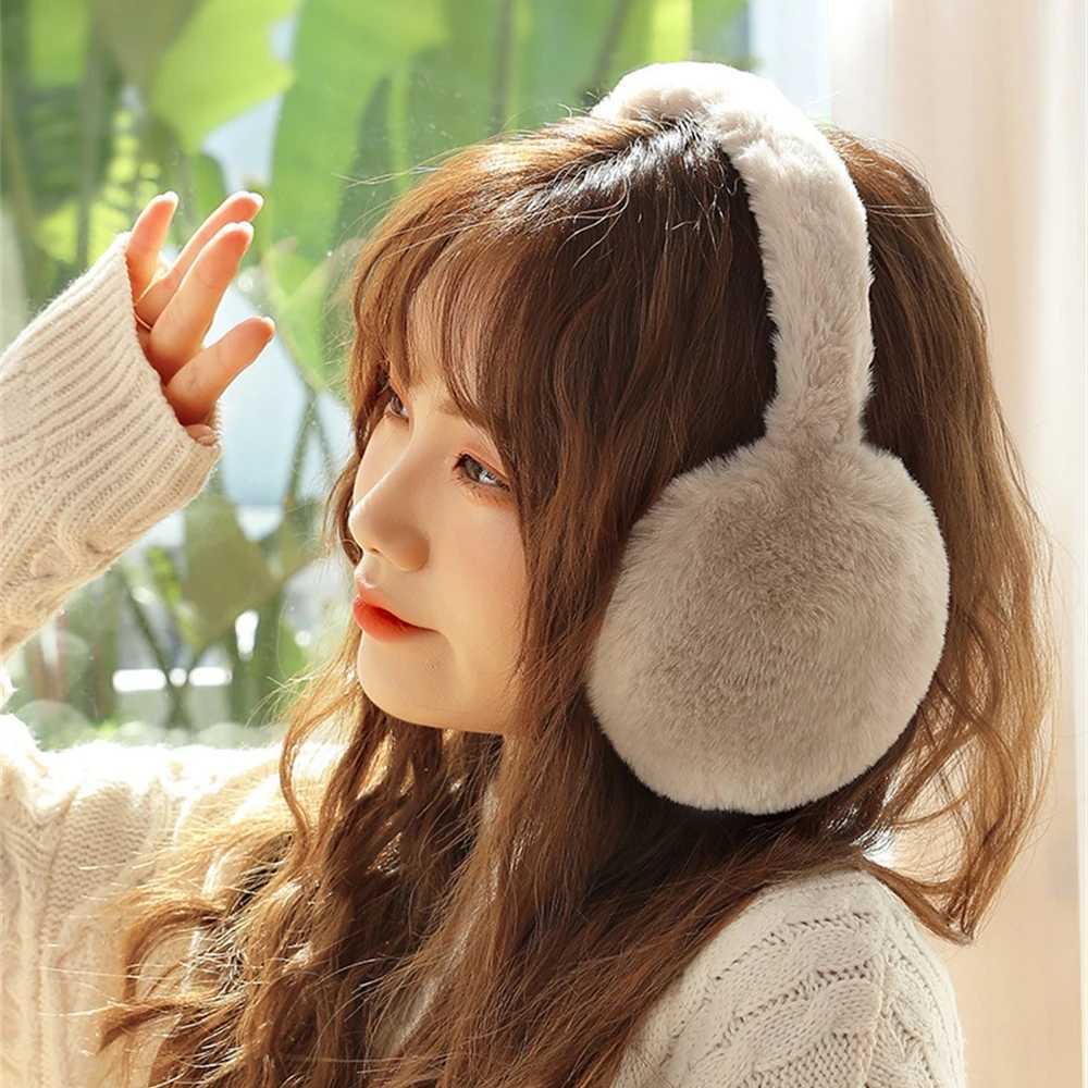 Foldable Plush Earmuffs Women Winter Warm Earfls Unisex Portable Ear Headphone Outdoor Fashion Solid Color Frostproof EarcoverXJ241126