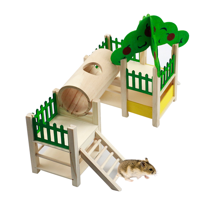 Wooden Hamster House Hideout Hut Rat Hideaway Exercise Toys for for Small Animals Like Dwarf Mouse