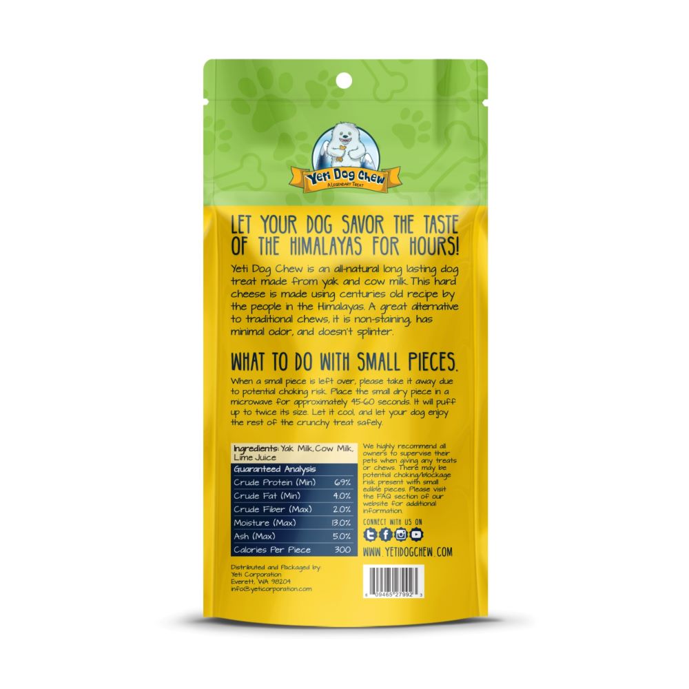 Premium Quality Yeti Natural Yak Cheese Dog Chew Long-Lasting Delicious Aggressive Chewers 2.5 oz 1 Piece 40 per Case Treats