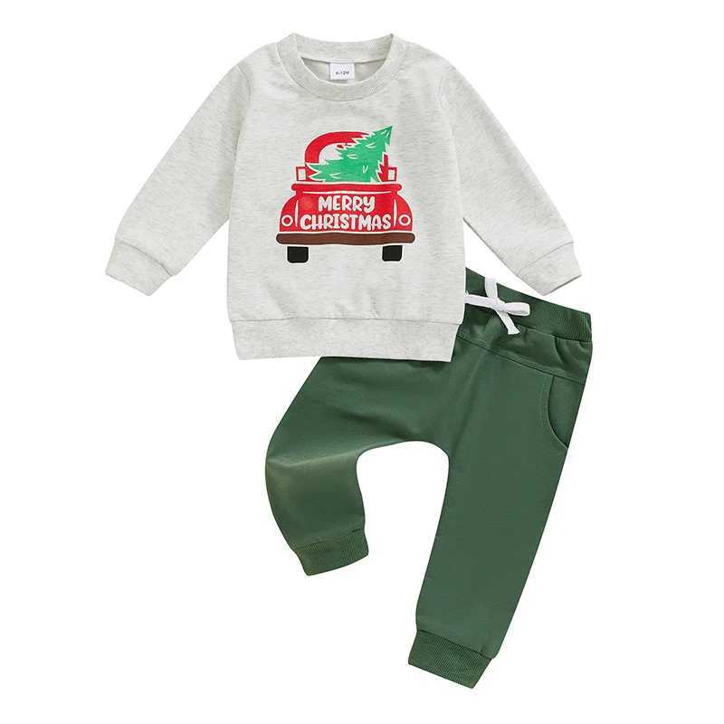 Clothing Sets Children s Boys Christmas Costume Festive Long Sleeve Reindeer Print Hoodie with Cozy Elastic Waist Joggers 2-Piece Set H241126