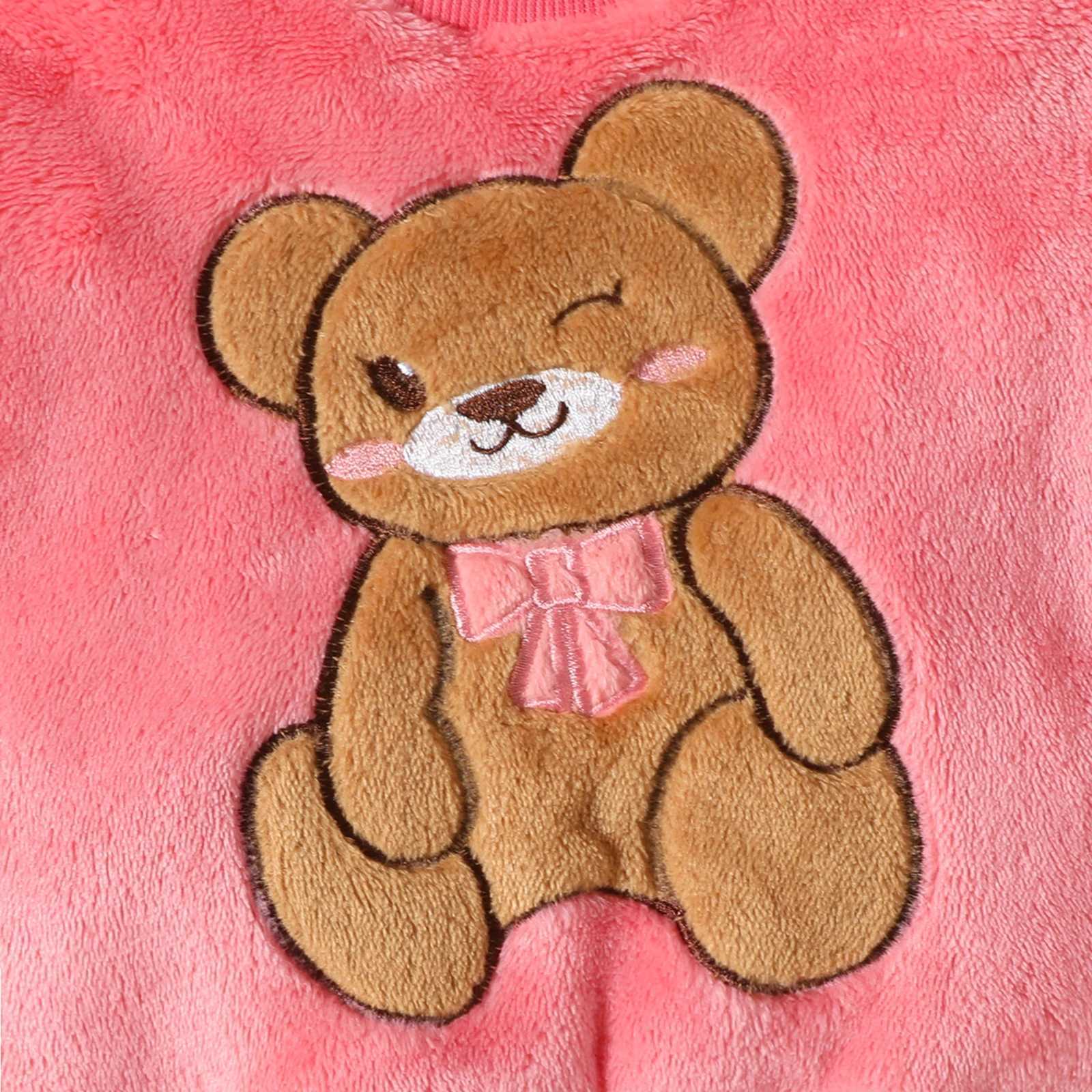 Clothing Sets 2PCS Kids Coral Plush Cute Teddy Bear Hoodie Autumn Winter Warmth Set Boys Girls Children Babies Warm Costume Suit 0-24M H241126